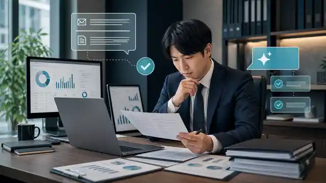顧問先対応や提案業務でAIを使い、人が確認して送信するイメージ