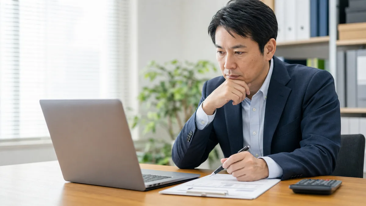 日本の経理担当者がAIの仕訳候補を確認してから承認する様子