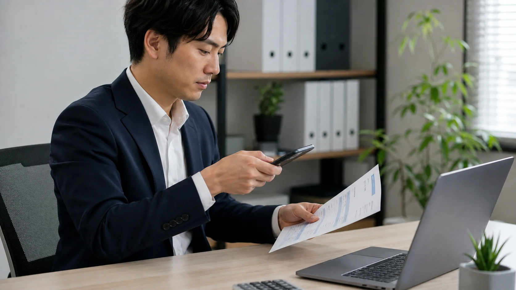 日本の経理担当者が請求書の読み取り結果を確認する様子