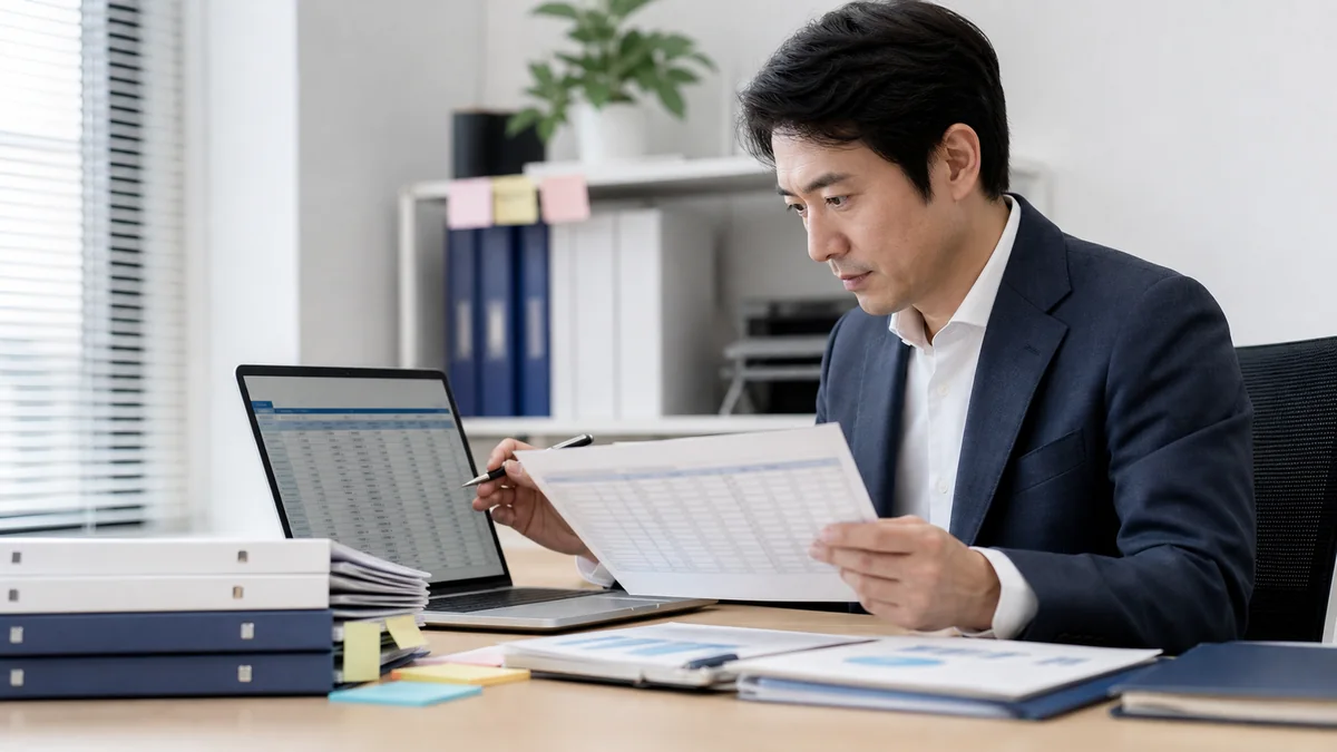 AI分析の前に会計データと取引先マスタを整理する経理担当者