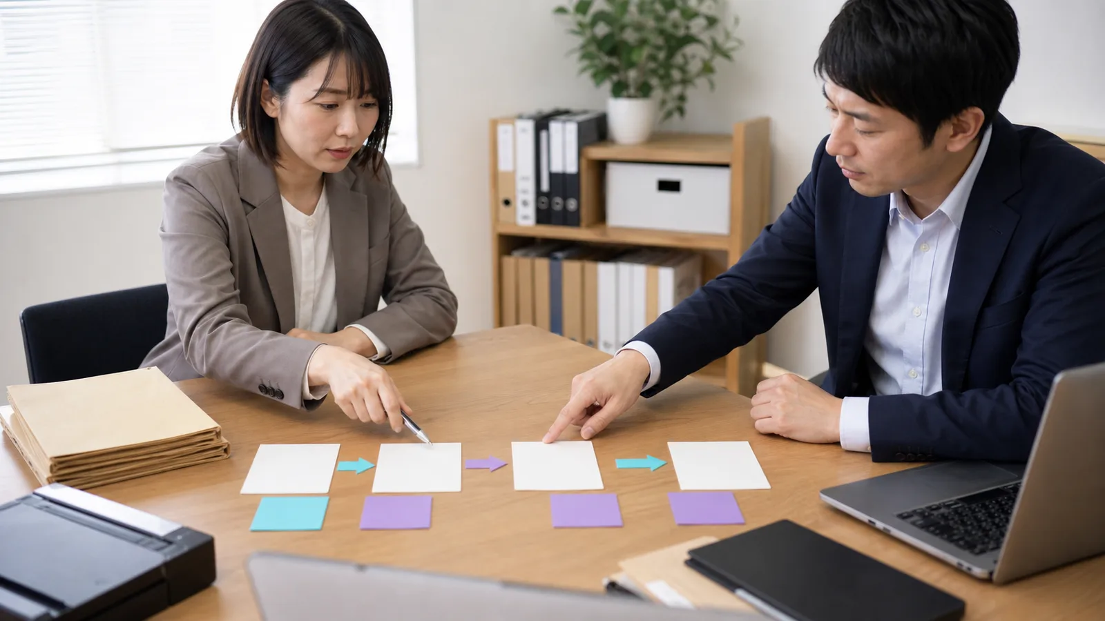 経理AIエージェントへ任せる業務フローを確認する日本の経理担当者
