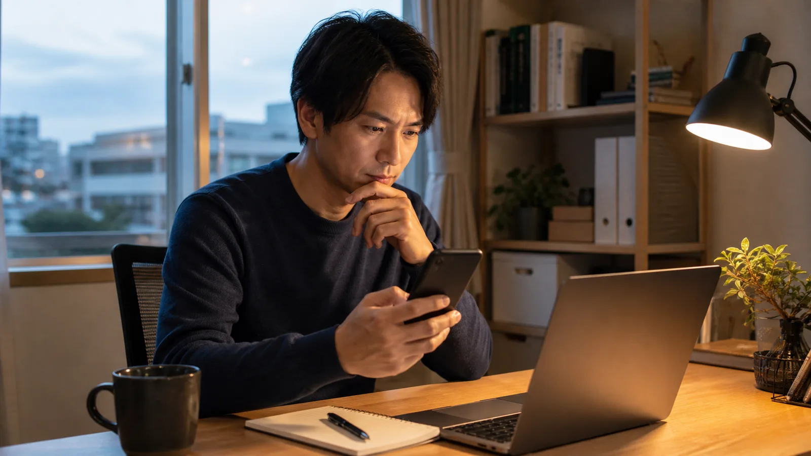 スマホで登録した取引をパソコンで月次確認する日本の経理担当者
