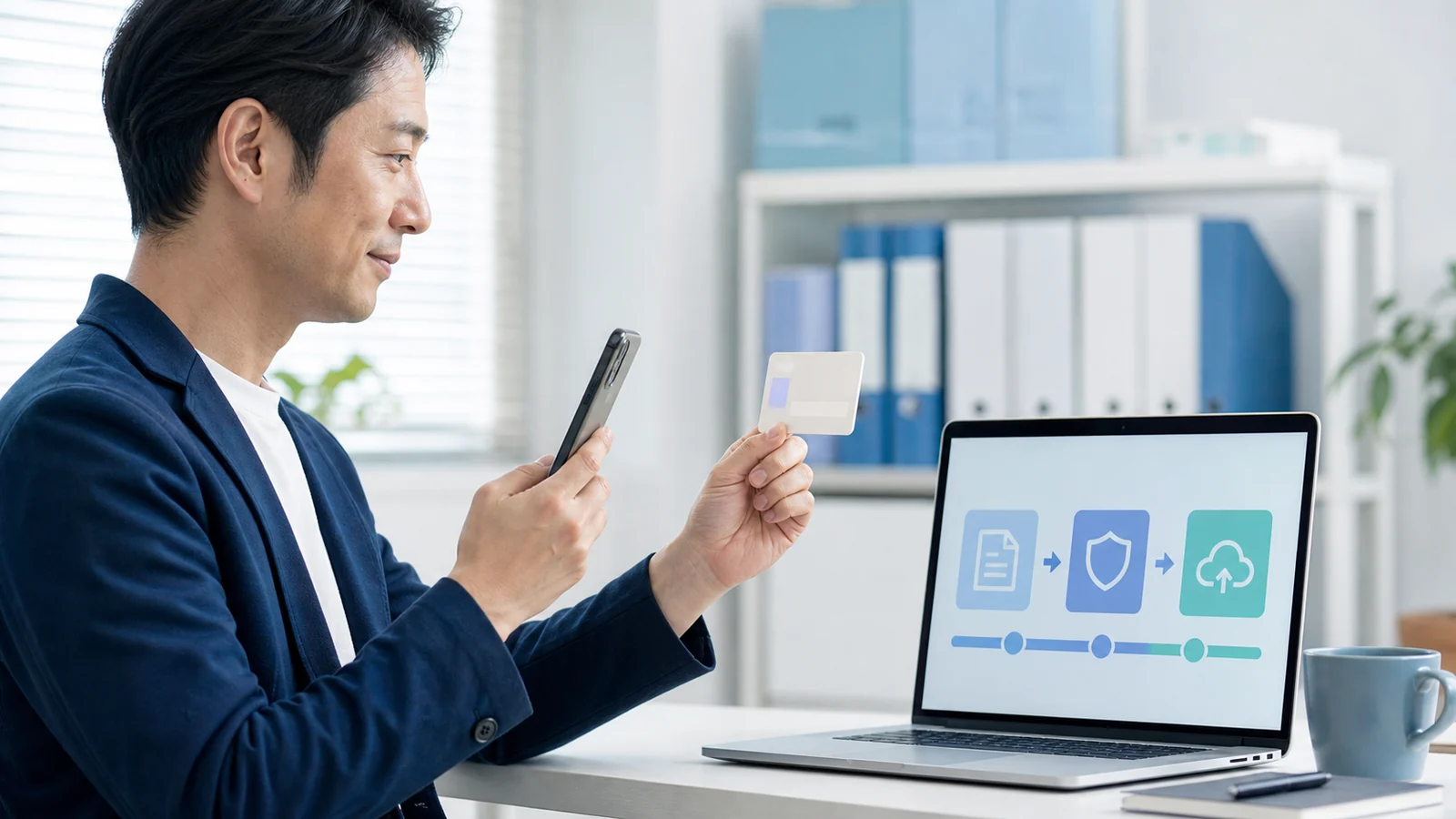 スマートフォンとカードを使って電子申告を進める個人事業主