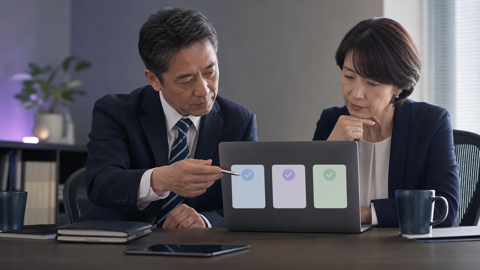 AIが抽出した月次決算の確認候補を承認する日本の責任者