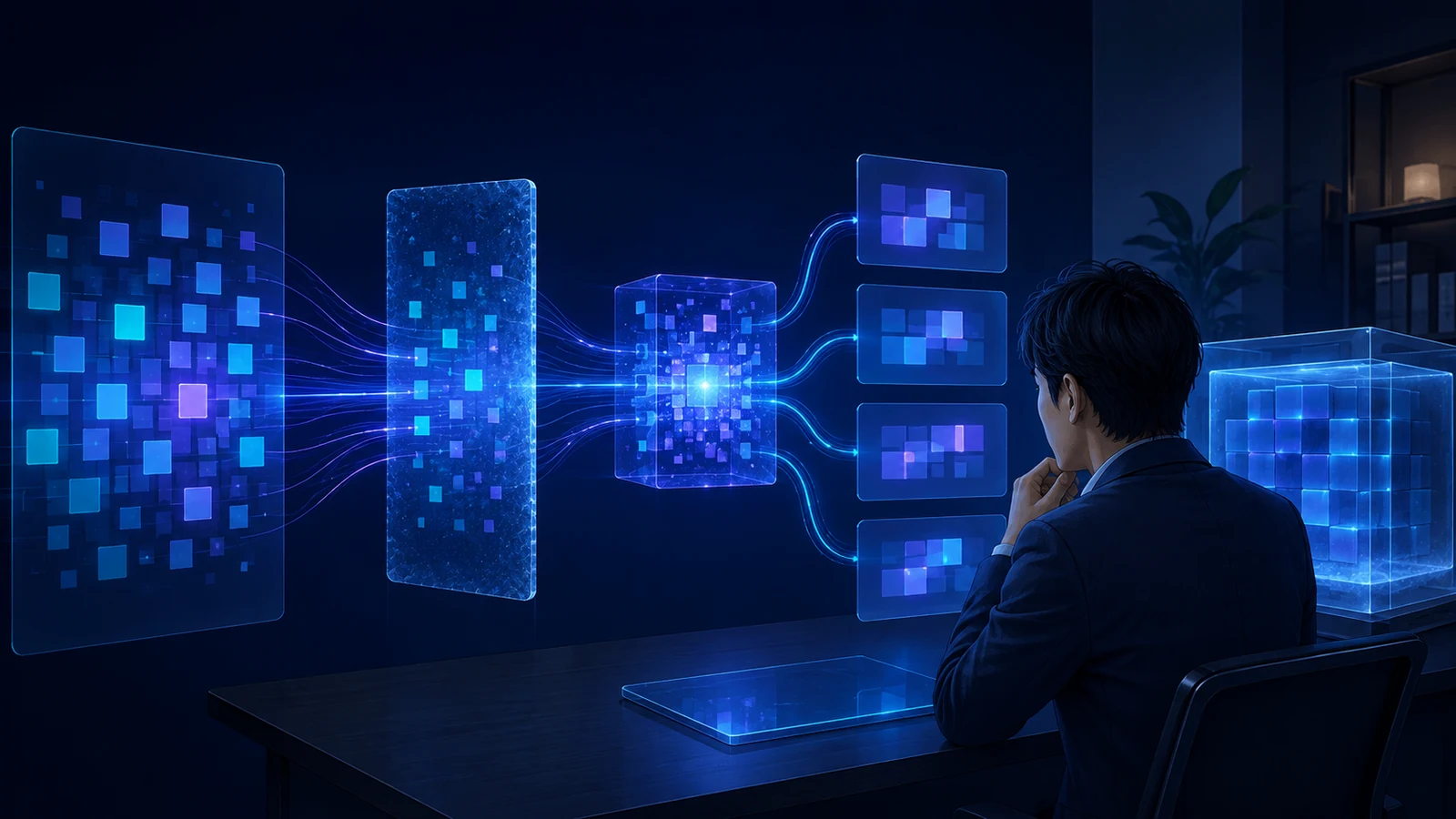 匿名化した経理データから生成AIが確認質問を作り人が元資料で確かめる工程